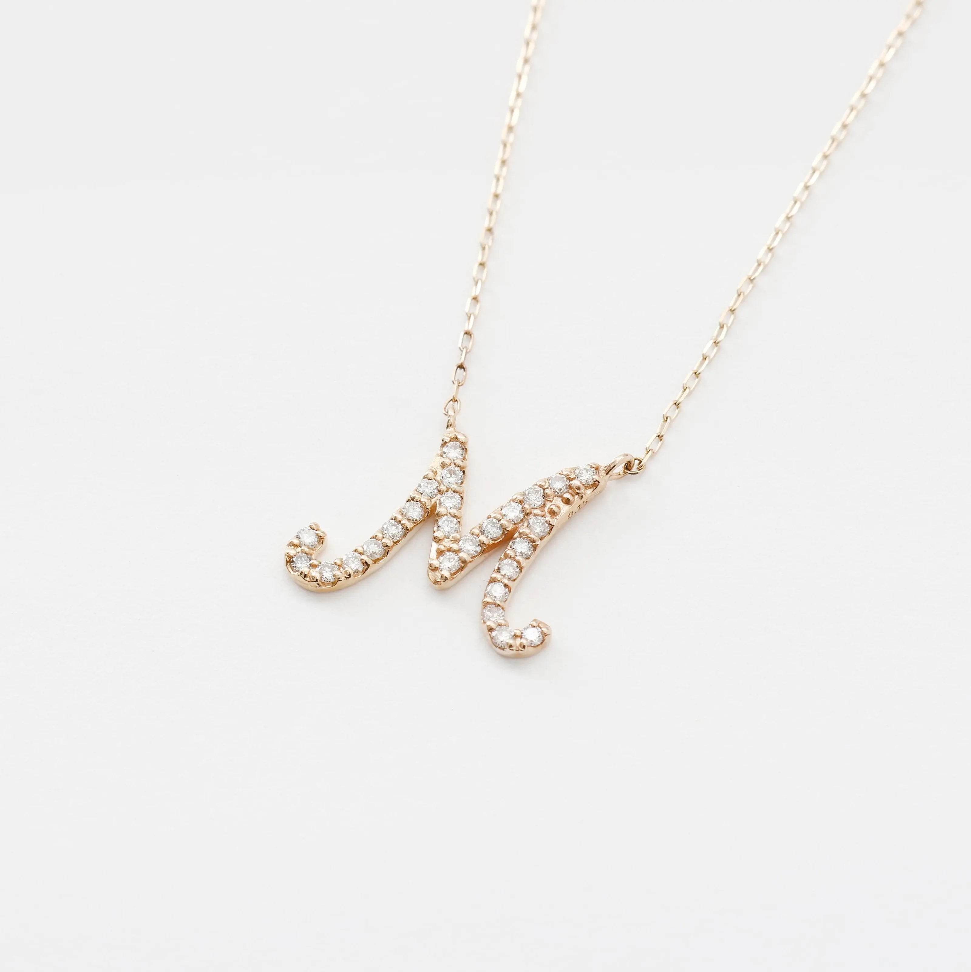 イニシャルダイヤネックレス - eonni