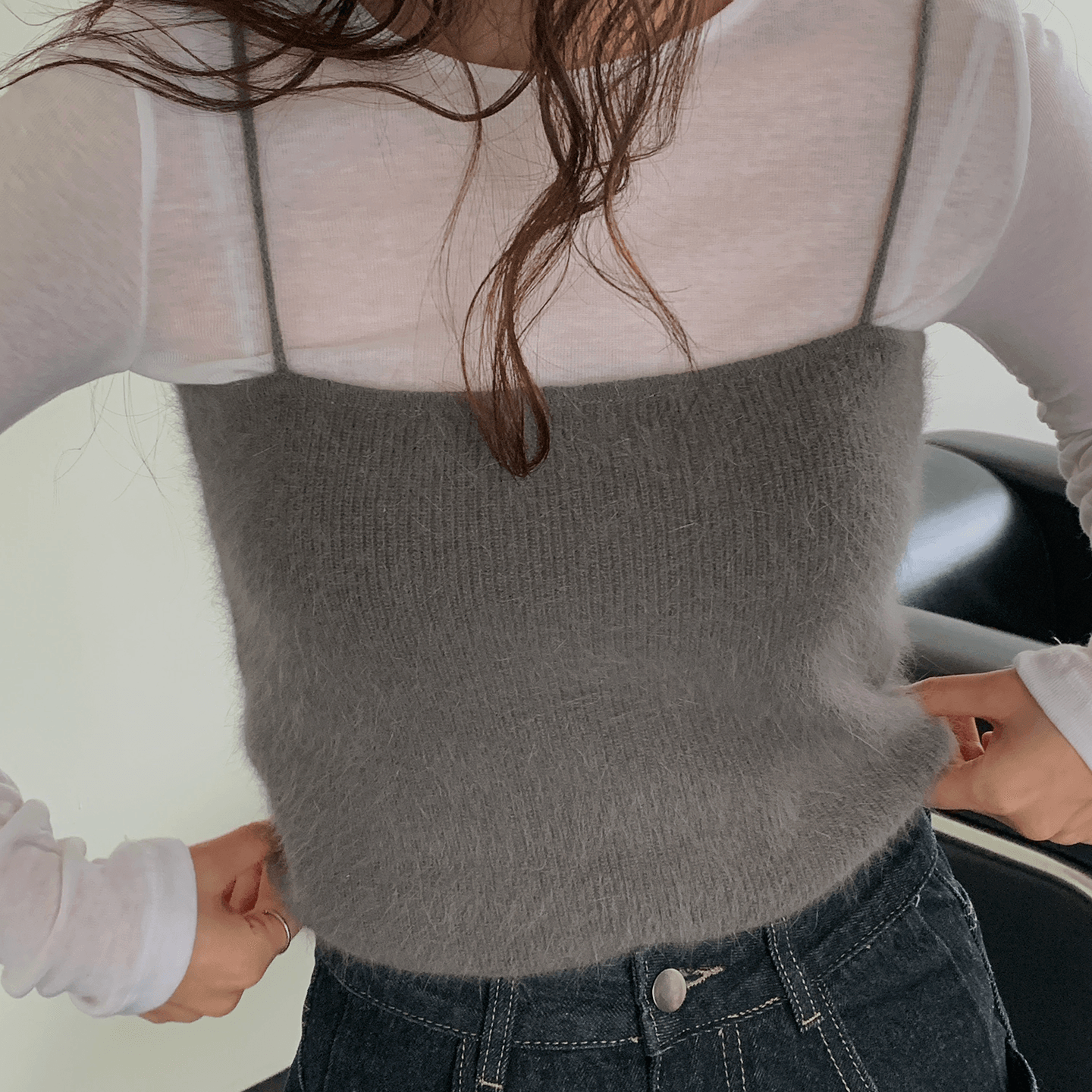 ROWSTAND シースルーロンT&アンドラニットビスチェ - eonni