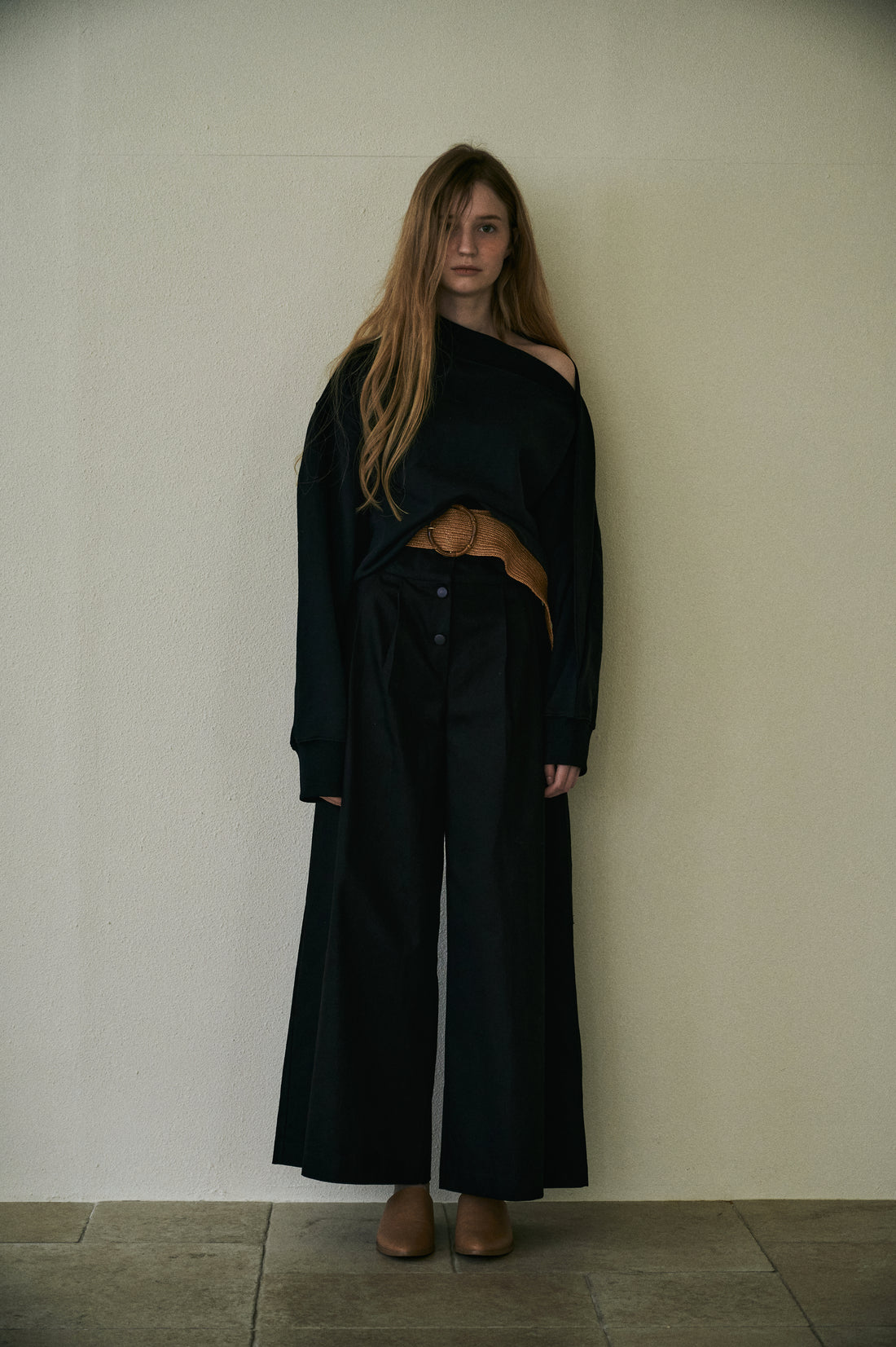 M.RoF　オフショルダー Shibori T-Shirts_Black