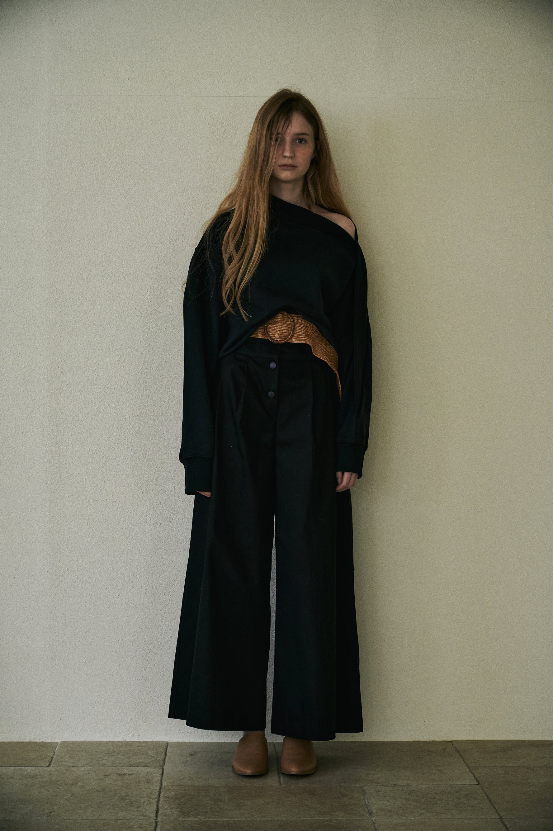 M.RoF　オフショルダー Shibori T-Shirts_Black