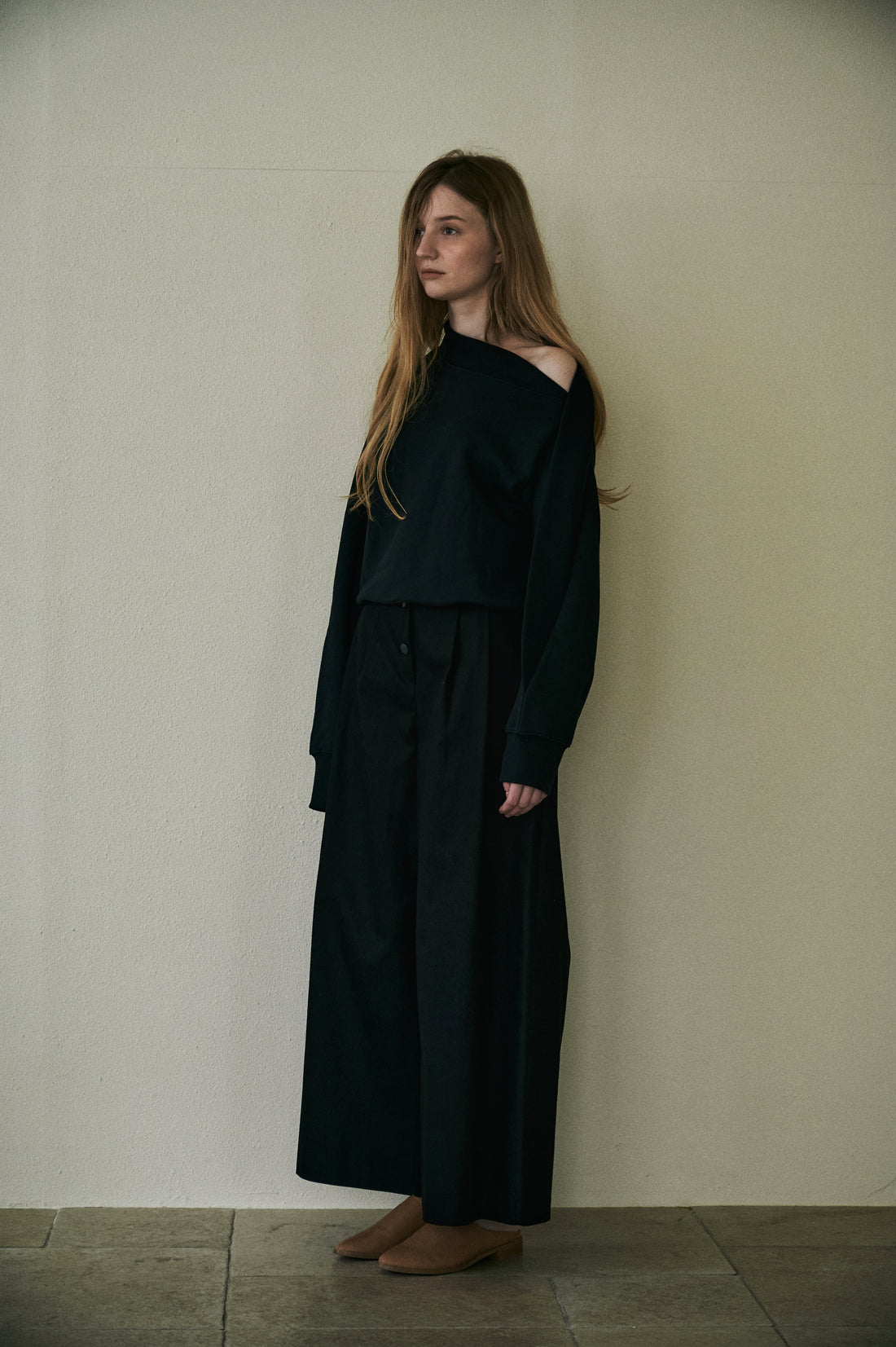 M.RoF　オフショルダー Shibori T-Shirts_Black