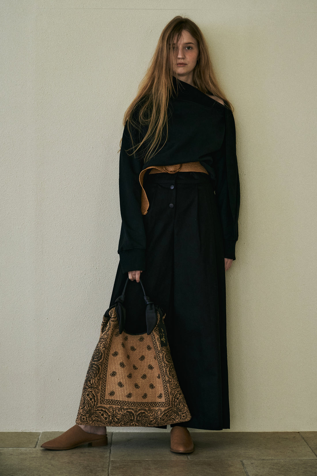 M.RoF　オフショルダー Shibori T-Shirts_Black