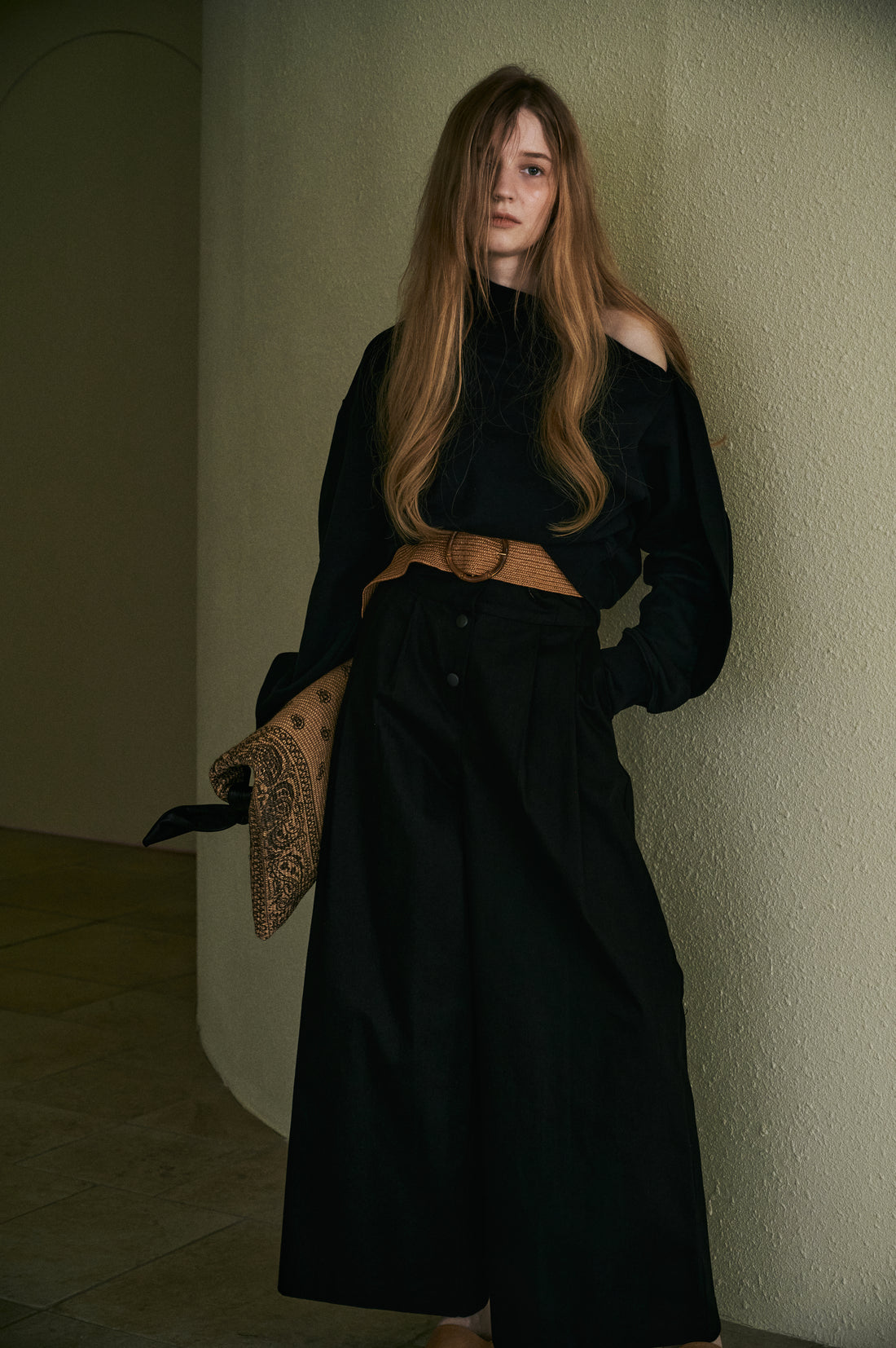 M.RoF　オフショルダー Shibori T-Shirts_Black