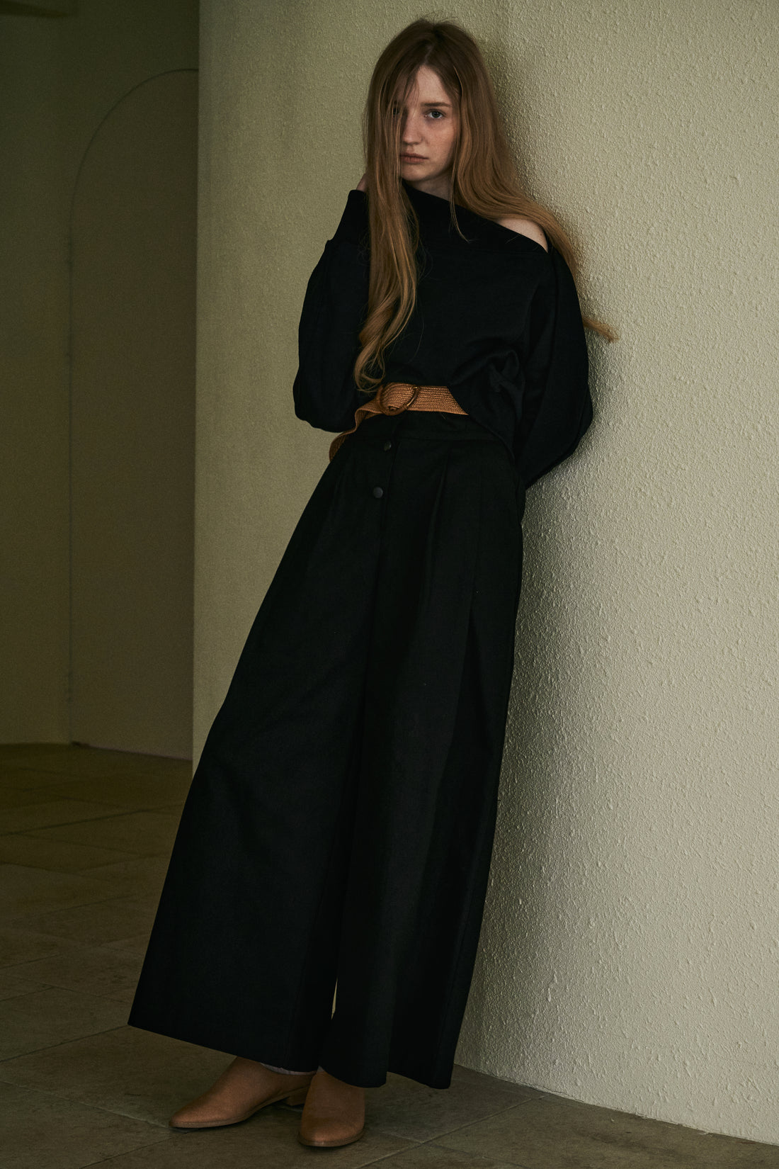 M.RoF　オフショルダー Shibori T-Shirts_Black