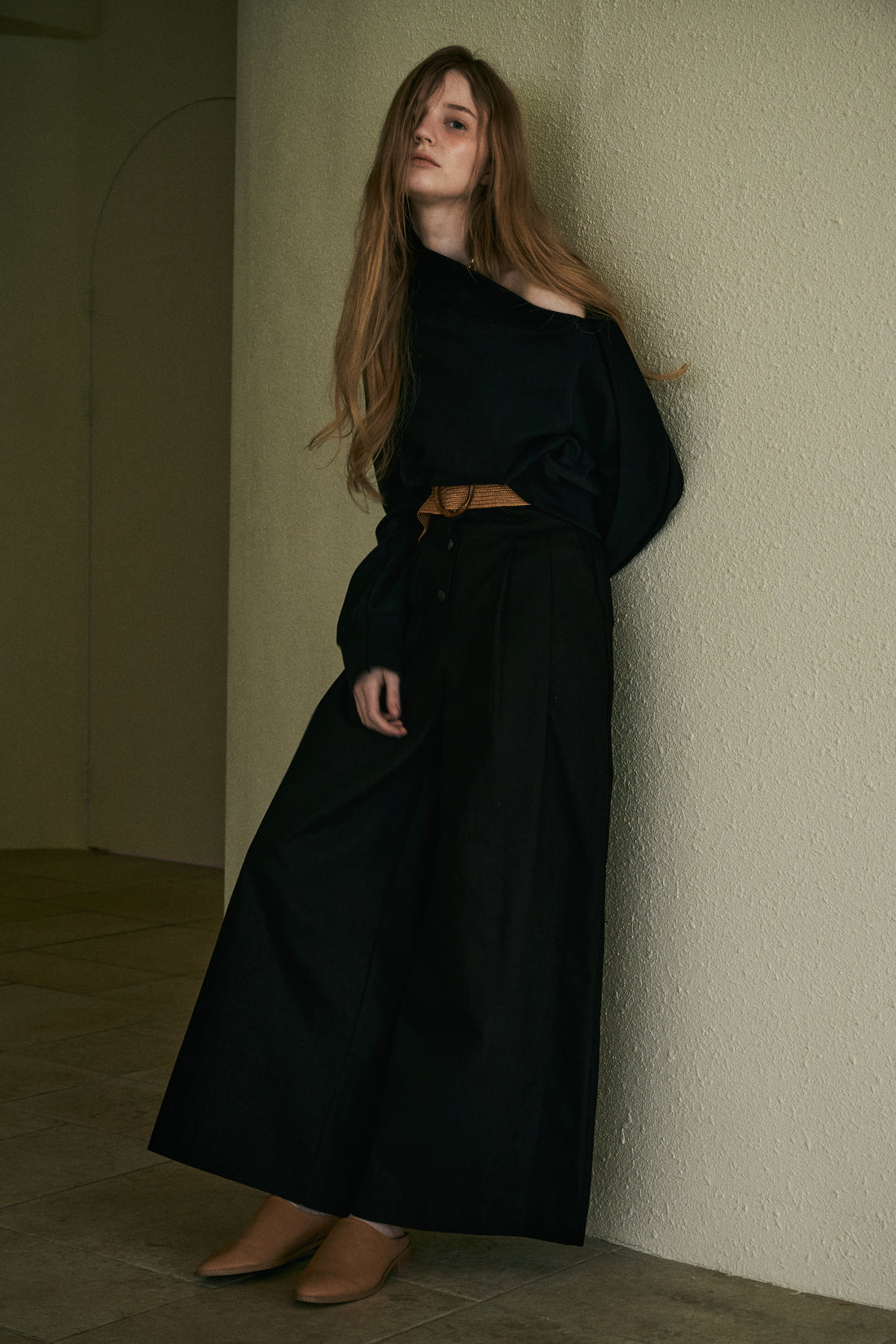 M.RoF　オフショルダー Shibori T-Shirts_Black