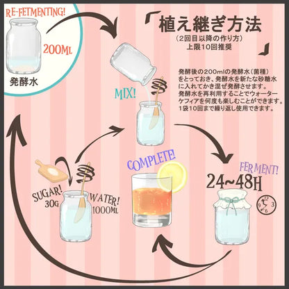 美肌をつくる簡単自家製「発酵ドリンク」ウォーター ケフィア スターター (粉末5g)