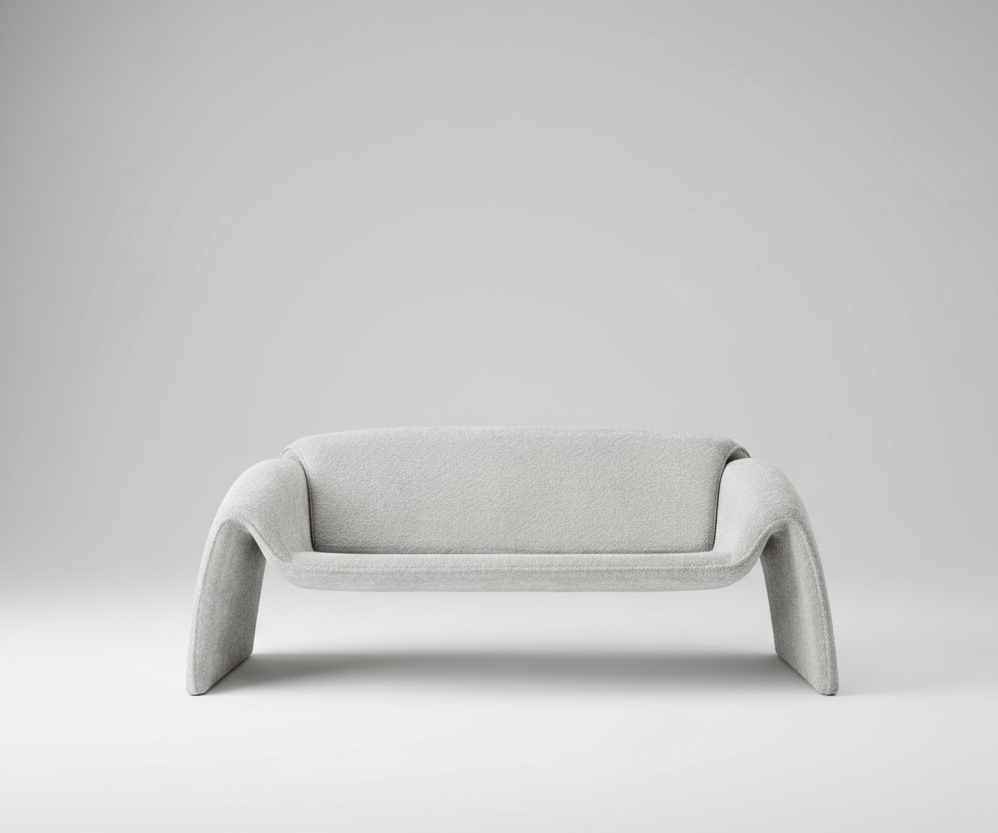 ソファ 二人掛け ブークレ生地 個性的 コンパクトソファ ファブリック｜ERICA