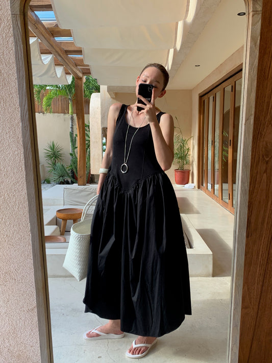 韓国ブランド【TOMGIRL】　サマーロングワンピース　BLACK