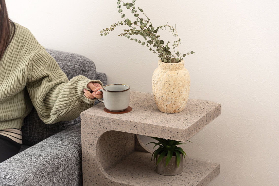 テラゾー柄 Minimal Pedestal サイドテーブル