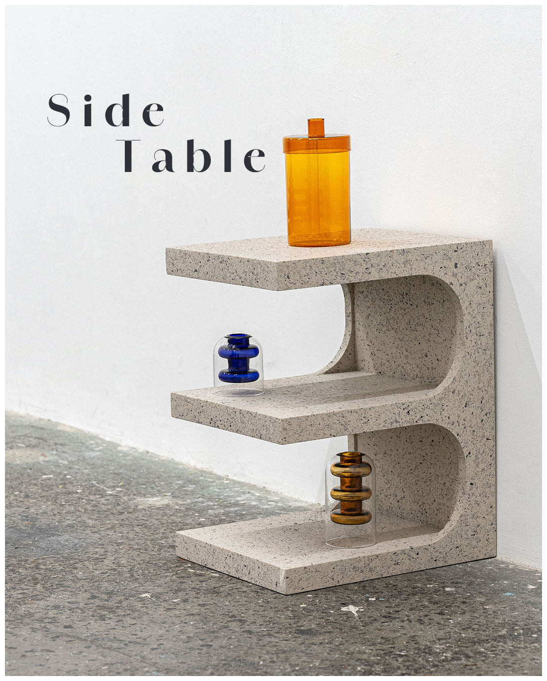 テラゾー柄 Minimal Pedestal サイドテーブル