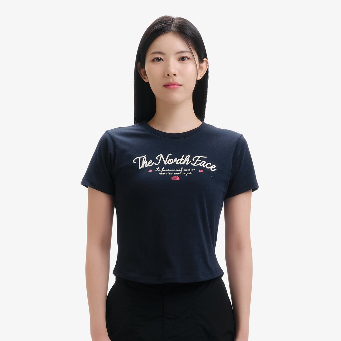 レディースレタリング半袖ラウンドTシャツ
